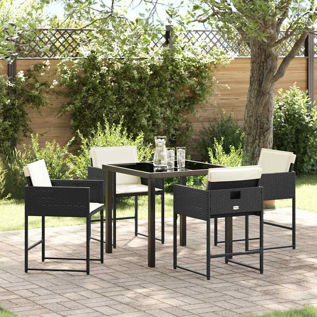 Garten Essgruppe 5 pcs Schwarz Poly-Rattan