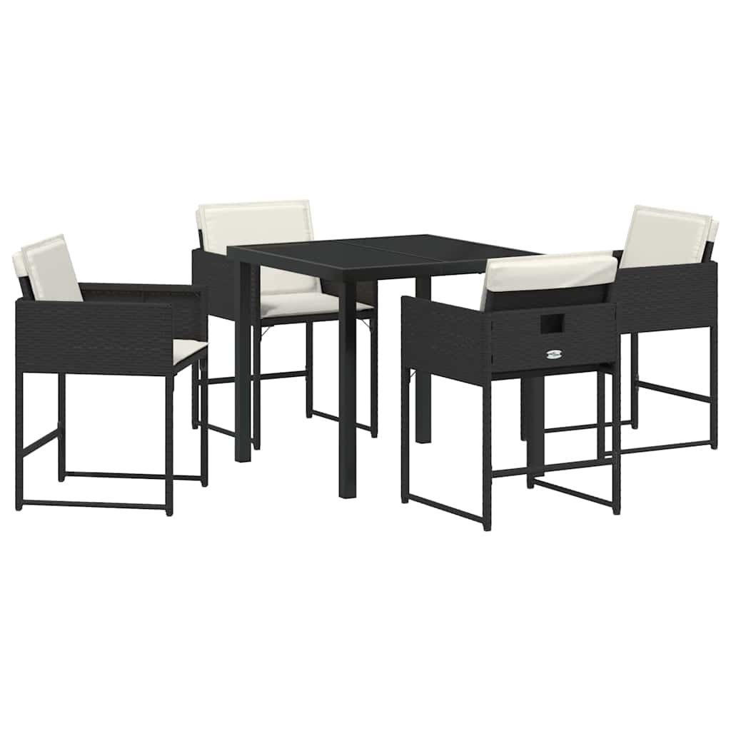 Garten Essgruppe 5 pcs Schwarz Poly-Rattan