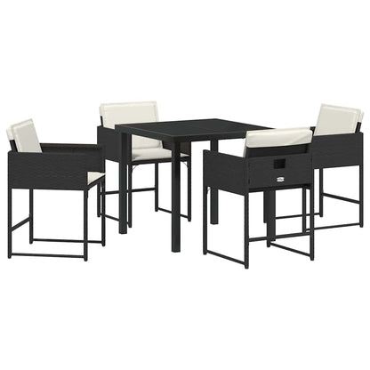 Garten Essgruppe 5 pcs Schwarz Poly-Rattan