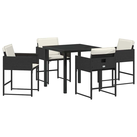 Garten Essgruppe 5 pcs Schwarz Poly-Rattan