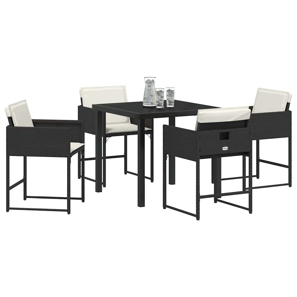 Garten Essgruppe 5 pcs Schwarz Poly-Rattan