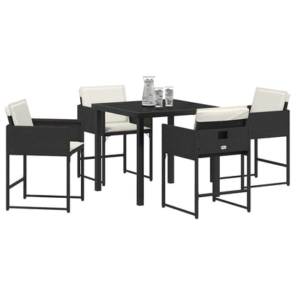 Garten Essgruppe 5 pcs Schwarz Poly-Rattan