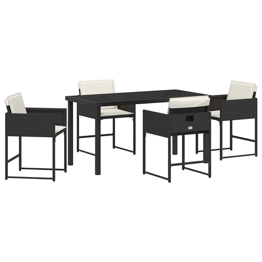 Garten Essgruppe 5 pcs Schwarz Poly-Rattan