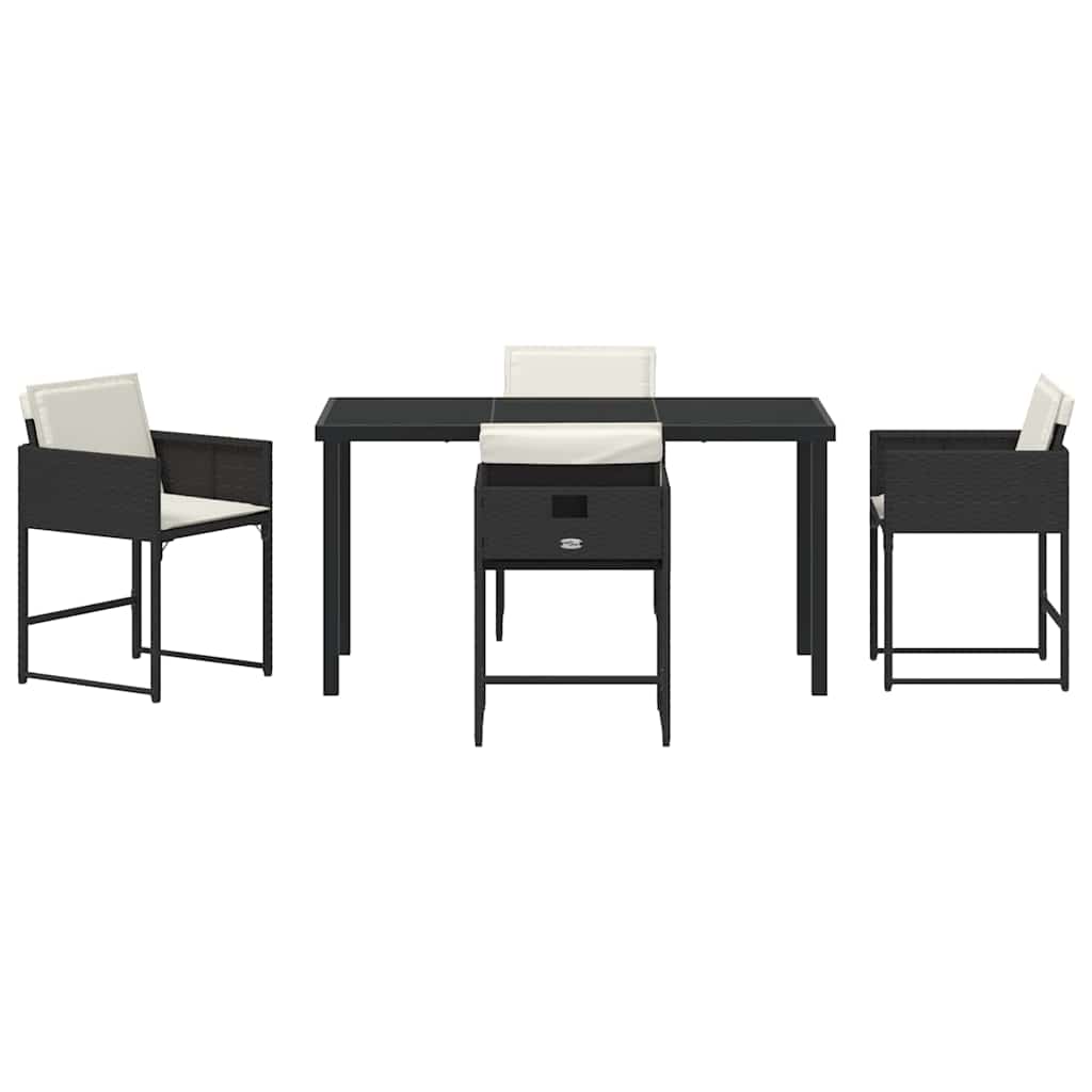 Garten Essgruppe 5 pcs Schwarz Poly-Rattan