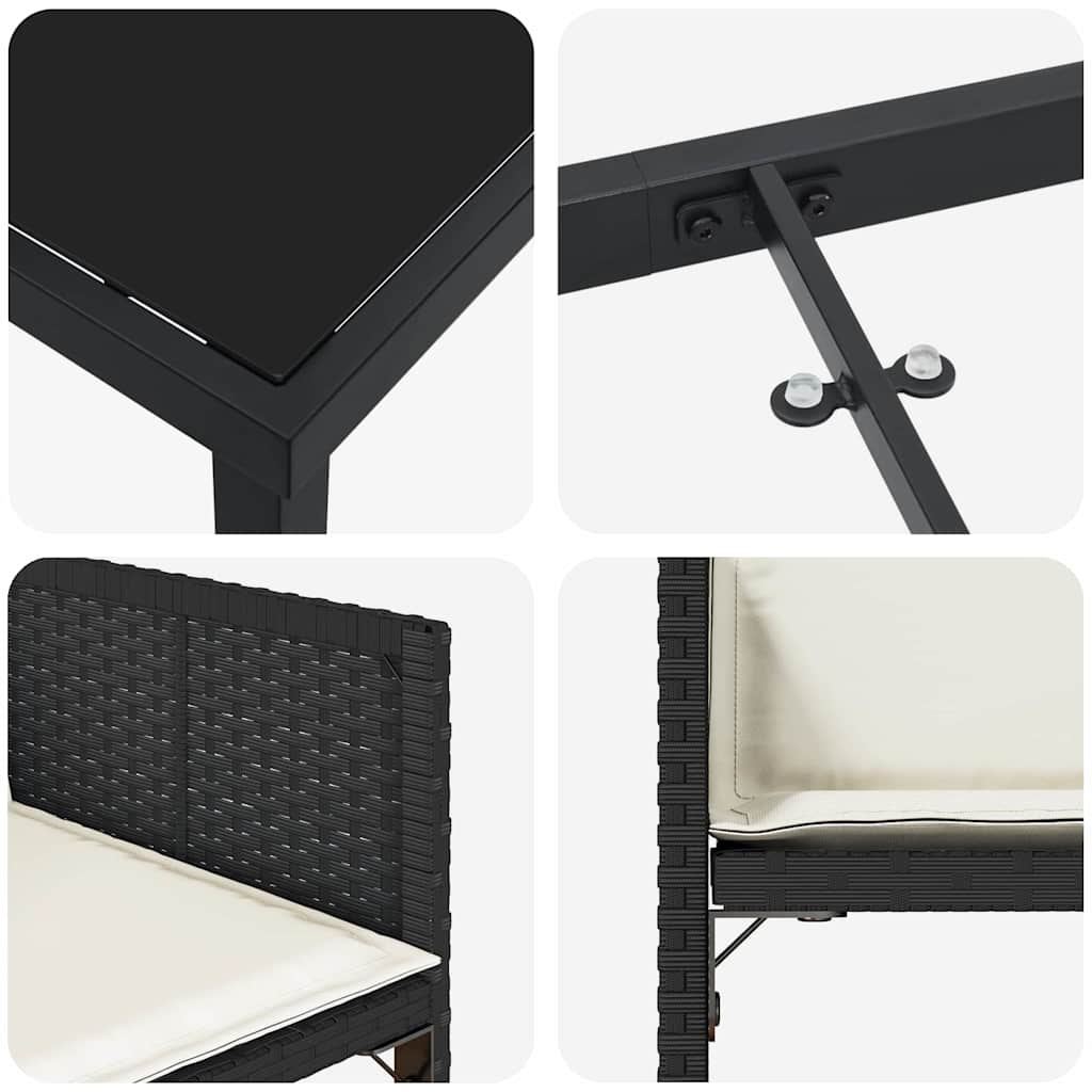 Garten Essgruppe 5 pcs Schwarz Poly-Rattan