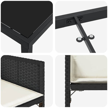 Garten Essgruppe 5 pcs Schwarz Poly-Rattan