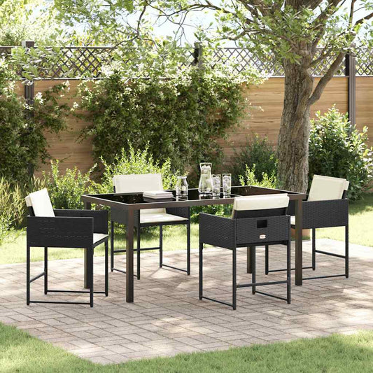 Garten Essgruppe 5 pcs Schwarz Poly-Rattan