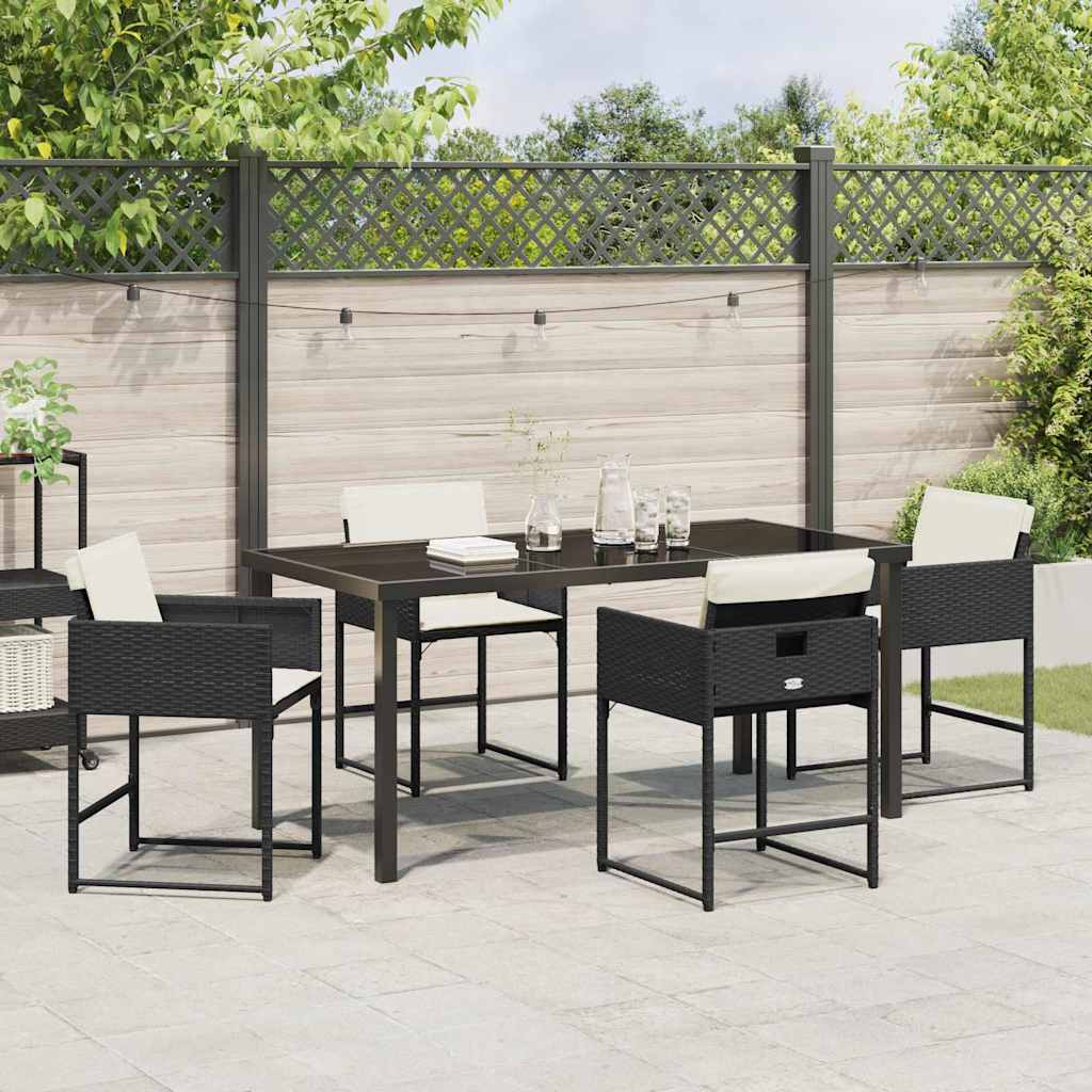 Garten Essgruppe 5 pcs Schwarz Poly-Rattan