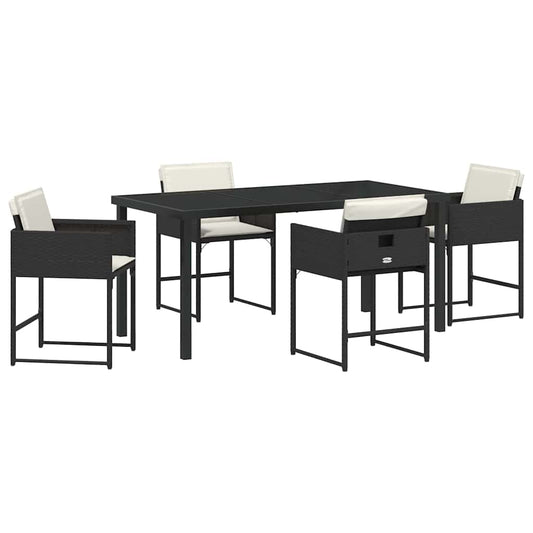 Garten Essgruppe 5 pcs Schwarz Poly-Rattan