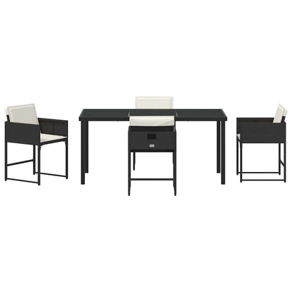 Garten Essgruppe 5 pcs Schwarz Poly-Rattan