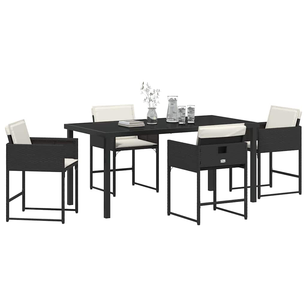 Garten Essgruppe 5 pcs Schwarz Poly-Rattan