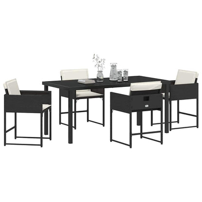 Garten Essgruppe 5 pcs Schwarz Poly-Rattan