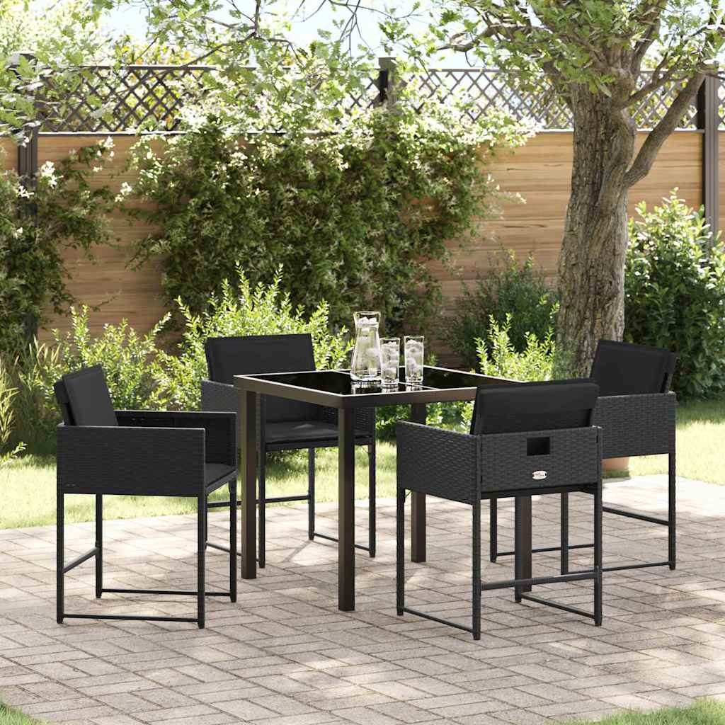 Garten Essgruppe 5 pcs Schwarz Poly-Rattan