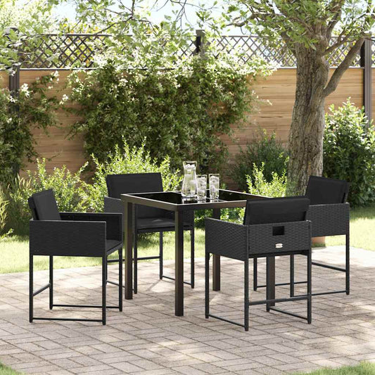Garten Essgruppe 5 pcs Schwarz Poly-Rattan