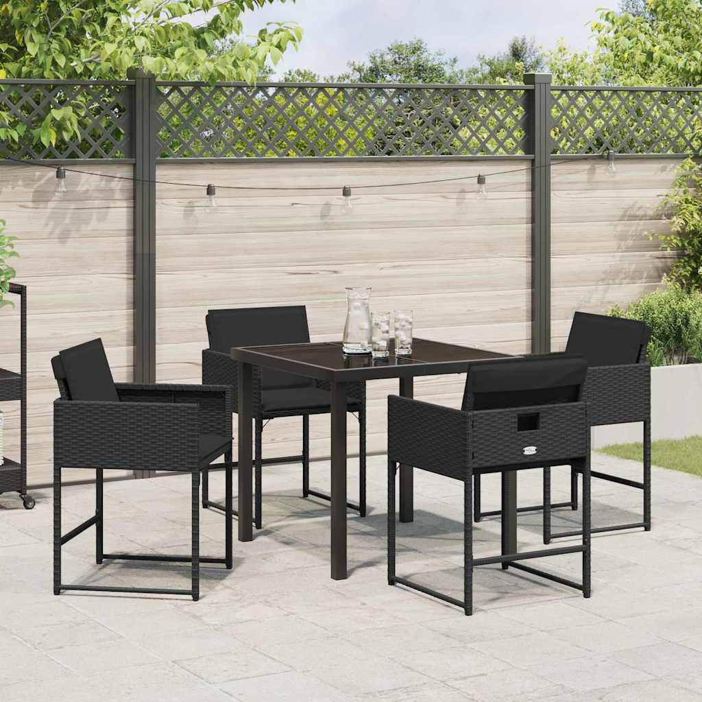 Garten Essgruppe 5 pcs Schwarz Poly-Rattan