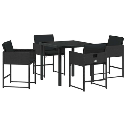 Garten Essgruppe 5 pcs Schwarz Poly-Rattan