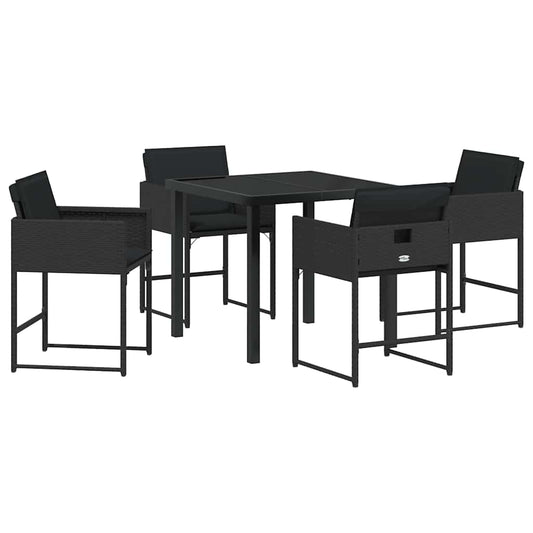 Garten Essgruppe 5 pcs Schwarz Poly-Rattan