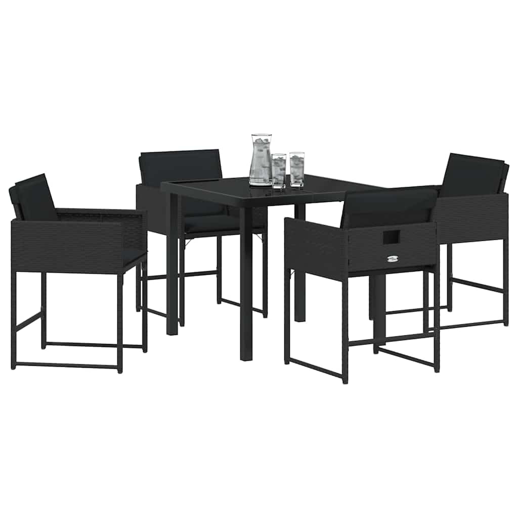 Garten Essgruppe 5 pcs Schwarz Poly-Rattan