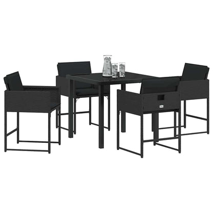 Garten Essgruppe 5 pcs Schwarz Poly-Rattan