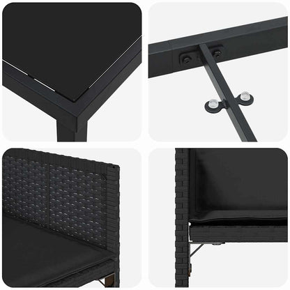 Garten Essgruppe 5 pcs Schwarz Poly-Rattan