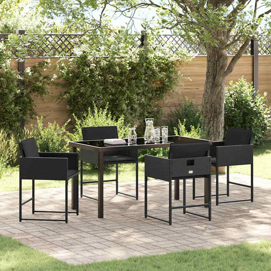 Garten Essgruppe 5 pcs Schwarz Poly-Rattan