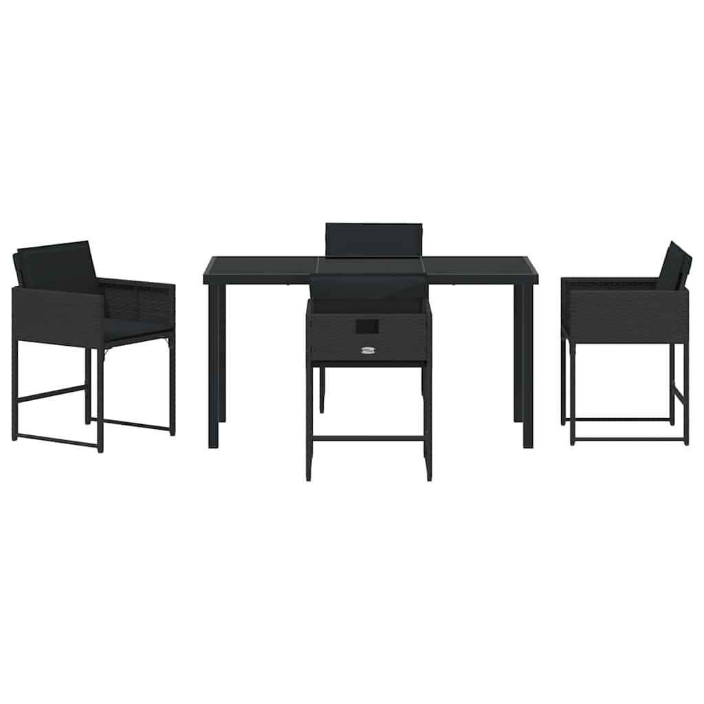 Garten Essgruppe 5 pcs Schwarz Poly-Rattan