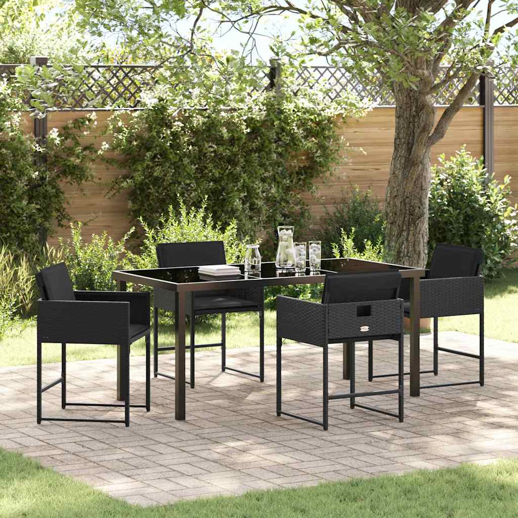 Garten Essgruppe 5 pcs Schwarz Poly-Rattan