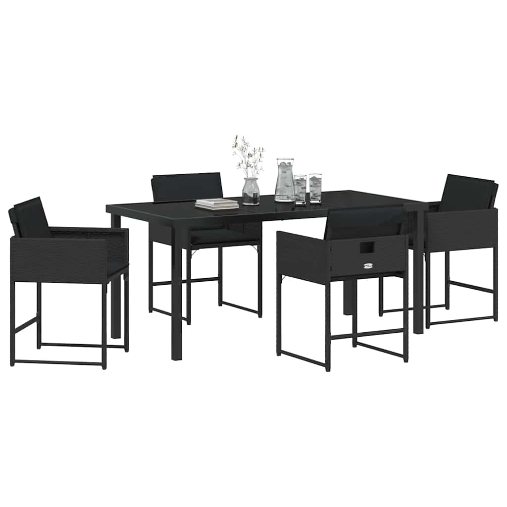 Garten Essgruppe 5 pcs Schwarz Poly-Rattan
