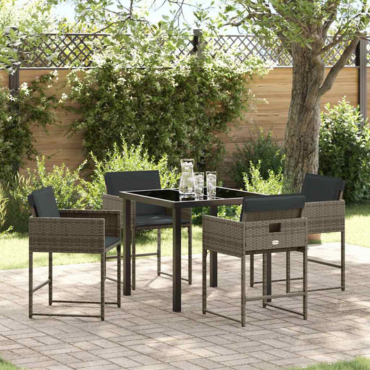 Garten Essgruppe 5 pcs Grau Poly-Rattan