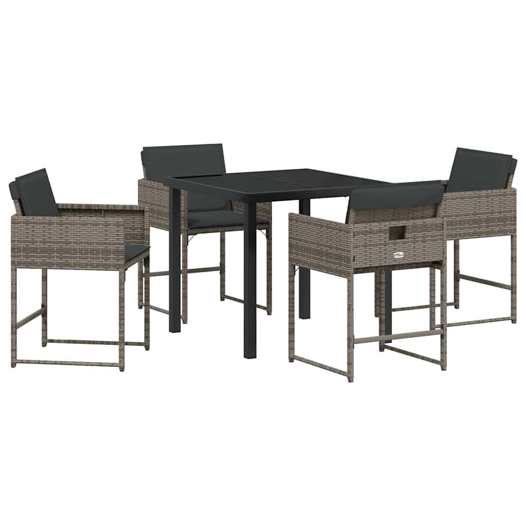 Garten Essgruppe 5 pcs Grau Poly-Rattan