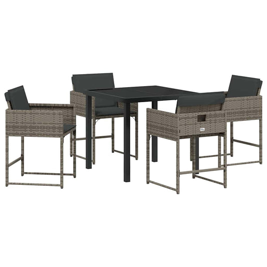 Garten Essgruppe 5 pcs Grau Poly-Rattan