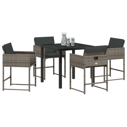 Garten Essgruppe 5 pcs Grau Poly-Rattan