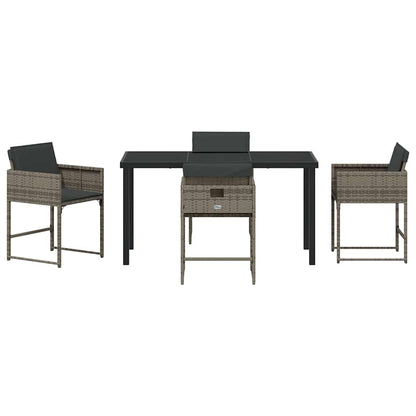 Garten Essgruppe 5 pcs Grau Poly-Rattan