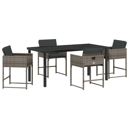 Garten Essgruppe 5 pcs Grau Poly-Rattan
