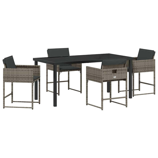 Garten Essgruppe 5 pcs Grau Poly-Rattan