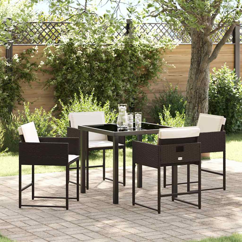 Garten Essgruppe 5 pcs Braun Poly-Rattan