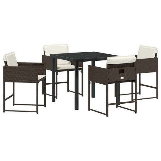 Garten Essgruppe 5 pcs Braun Poly-Rattan