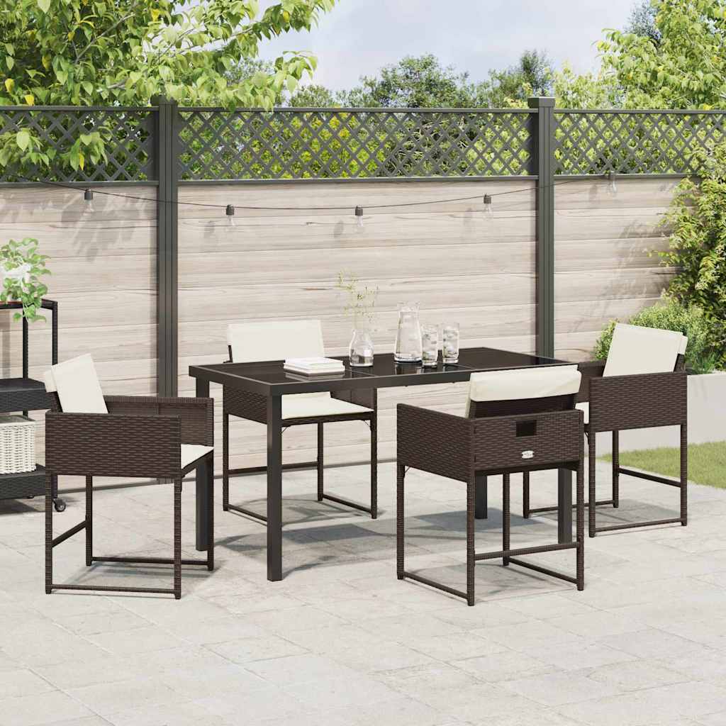 Garten Essgruppe 5 pcs Braun Poly-Rattan