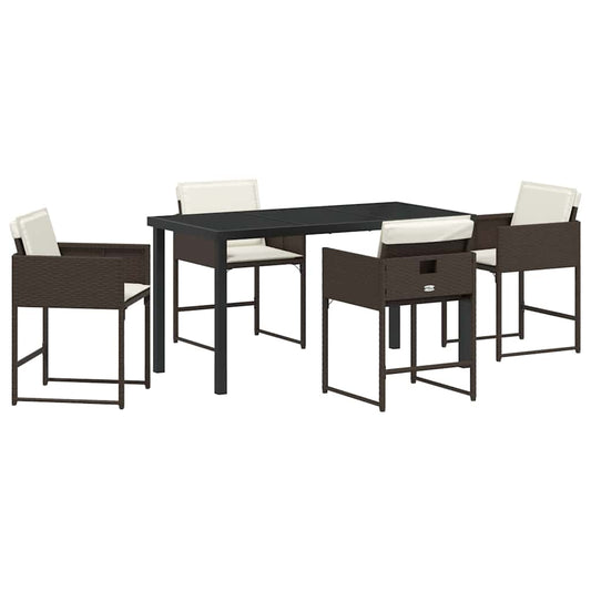 Garten Essgruppe 5 pcs Braun Poly-Rattan