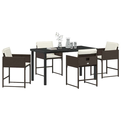 Garten Essgruppe 5 pcs Braun Poly-Rattan