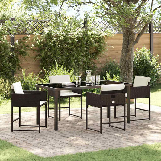 Garten Essgruppe 5 pcs Braun Poly-Rattan