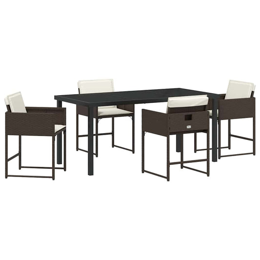 Garten Essgruppe 5 pcs Braun Poly-Rattan