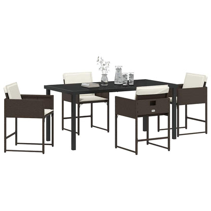 Garten Essgruppe 5 pcs Braun Poly-Rattan