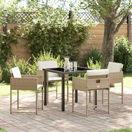 Garten Essgruppe 5 pcs Beige Poly-Rattan