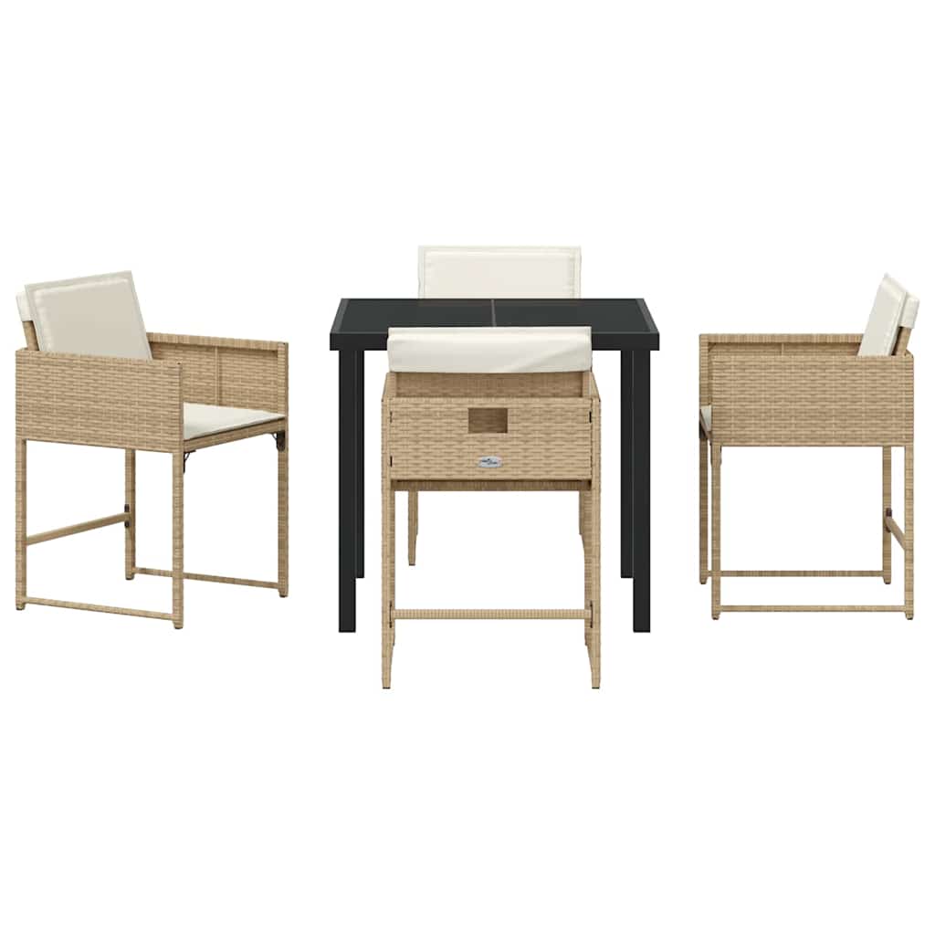 Garten Essgruppe 5 pcs Beige Poly-Rattan