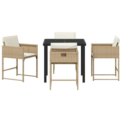 Garten Essgruppe 5 pcs Beige Poly-Rattan