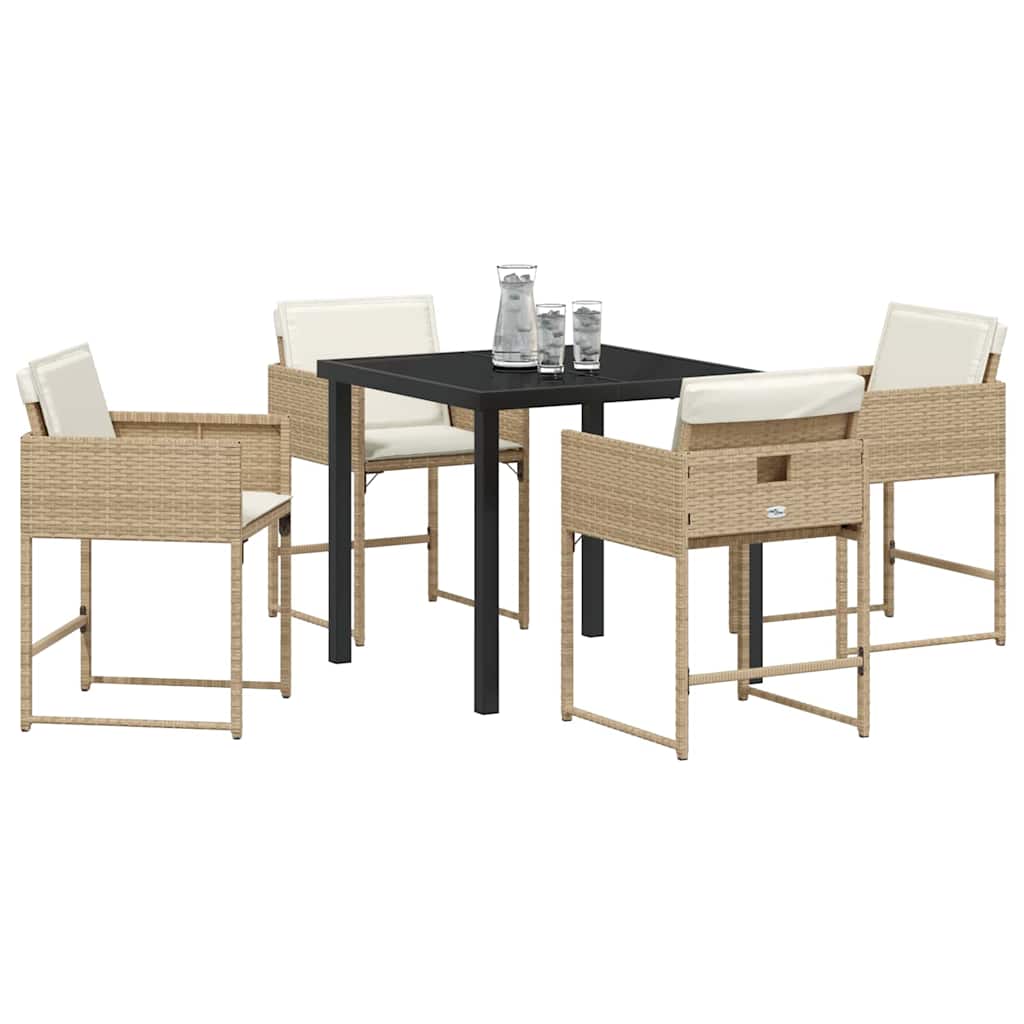 Garten Essgruppe 5 pcs Beige Poly-Rattan
