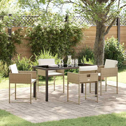 Garten Essgruppe 5 pcs Beige Poly-Rattan