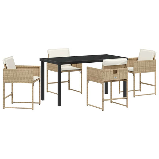 Garten Essgruppe 5 pcs Beige Poly-Rattan