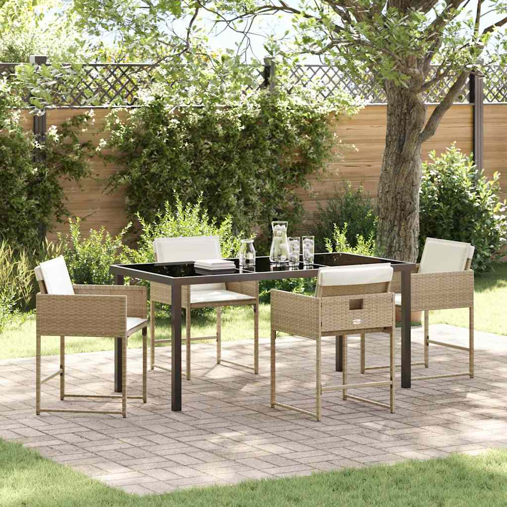 Garten Essgruppe 5 pcs Beige Poly-Rattan